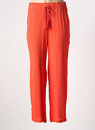 Pantalon droit tissage crêpe taille normale rouge LES TROPEZIENNES femme