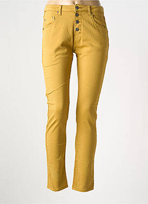 Pantalon slim tissage popeline taille normale jaune PLACE DU JOUR femme