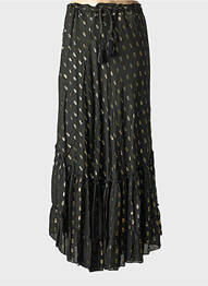 Jupe longue imprimé fantaisie noir GOLD & SILVER femme