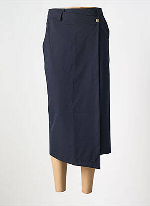 Jupe mi-longue coupe droite bleu MARGOT femme