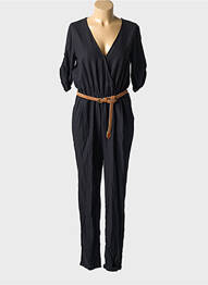Combi-pantalon poches manches 3/4 noir MOLLY BRACKEN femme