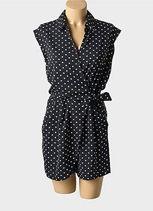 Combishort tissage popeline manches courtes noir MOLLY BRACKEN femme