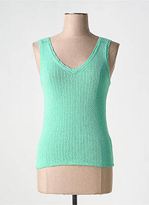 Pull col v sans manche vert LILI SIDONIO femme