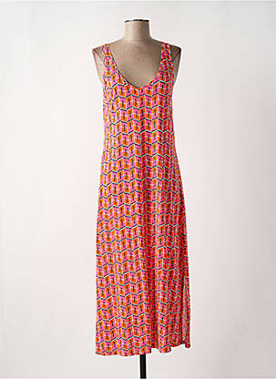 Robe longue imprimé fantaisie sans manche orange SURKANA femme