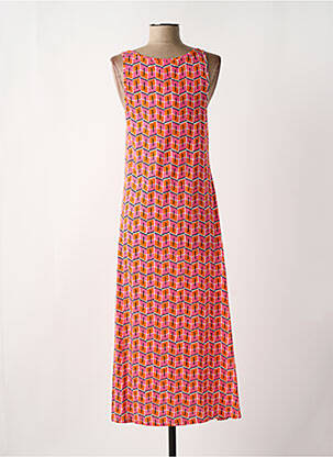 Robe longue tissage popeline sans manche orange SURKANA femme