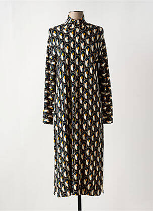 Robe mi-longue manches longues manches longues noir SURKANA femme