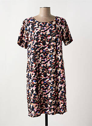 Robe mi-longue imprimé fantaisie manches courtes noir MOLLY BRACKEN femme