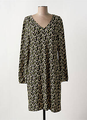 Robe mi-longue imprimé fleurs manches longues vert MD'M femme