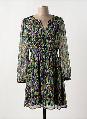 Robe courte manches longues manches longues vert ANGE femme