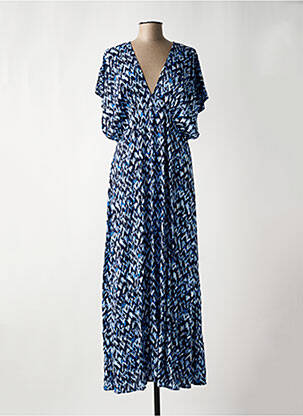 Robe longue imprimé fantaisie manches courtes bleu MOLLY BRACKEN femme