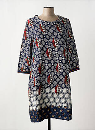 Robe mi-longue manches 3/4 manches 3/4 bleu WHITE STUFF femme