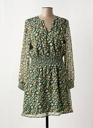 Robe mi-longue imprimé fantaisie manches longues vert ANGE femme
