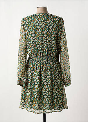 Robe mi-longue imprimé fantaisie manches longues vert ANGE femme