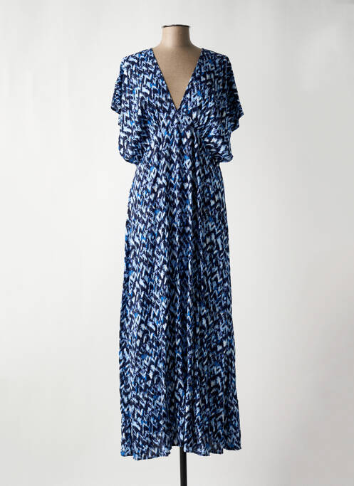 Robe longue imprimé fantaisie manches courtes bleu MOLLY BRACKEN femme