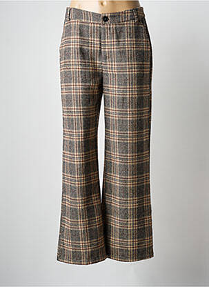 Pantalon large fermeture zippée sous rabat boutonné taille normale marron MD'M femme