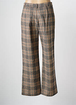 Pantalon large fermeture zippée sous rabat boutonné taille normale marron MD'M femme