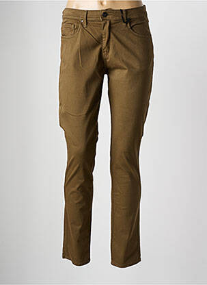 Pantalon slim tissage popeline taille normale marron IMPAQT femme