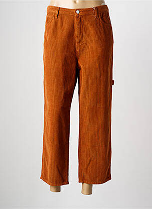 Pantalon droit fermeture zippée sous rabat boutonné taille normale marron SUNNY STUDIO femme