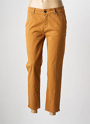 Pantalon chino tissage popeline taille normale marron SUNNY STUDIO femme