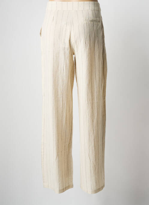Pantalon droit fermeture zippée sous rabat boutonné taille normale beige MD'M femme