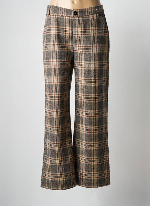 Pantalon large fermeture zippée sous rabat boutonné taille normale marron MD'M femme