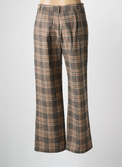 Pantalon large fermeture zippée sous rabat boutonné taille normale marron MD'M femme