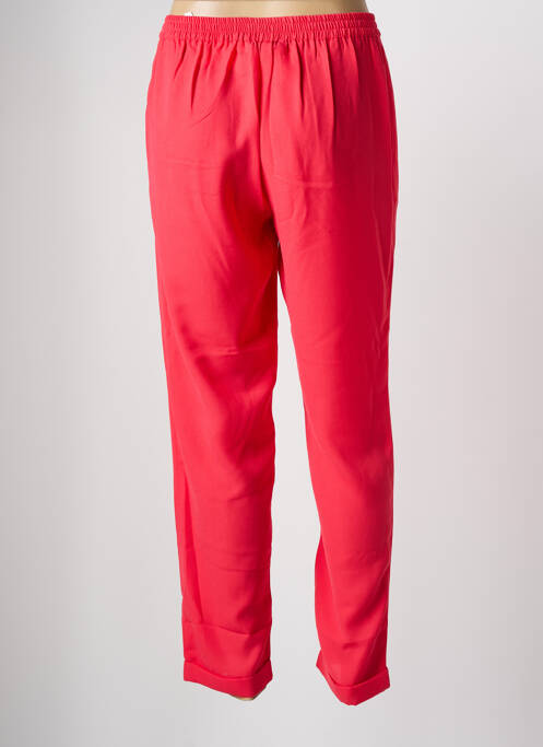 Pantalon droit tissage popeline taille normale rose MD'M femme