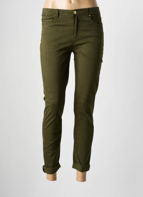 Pantalon slim tissage popeline taille normale vert BEST MOUNTAIN femme