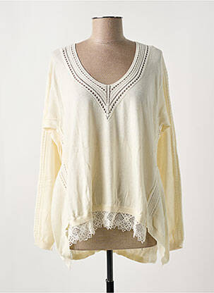 Pull col v manches longues beige HIGH femme