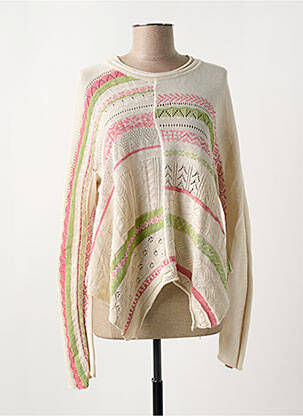 Pull maille ajourée manches longues beige HIGH femme