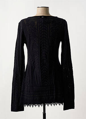 Pull tunique col rond manches longues noir HIGH femme