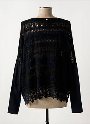 Pull maille ajourée manches longues noir HIGH femme