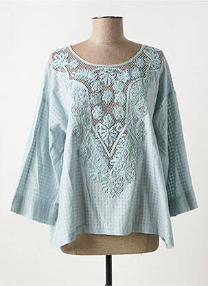 Blouse col rond manches 3/4 bleu HIGH femme