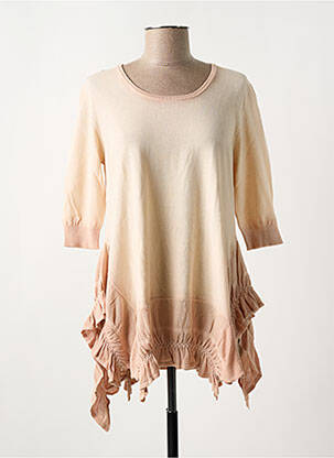 Pull tunique stretch manches 3/4 rose HIGHLANDER femme