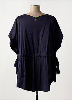 Pull tunique stretch manches courtes bleu HIGH femme