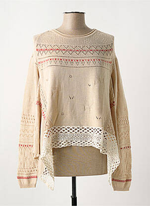 Pull stretch manches longues beige HIGH femme