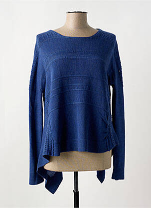 Pull tunique tissage chiné manches longues bleu HIGH femme