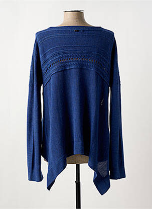 Pull tunique tissage chiné manches longues bleu HIGH femme