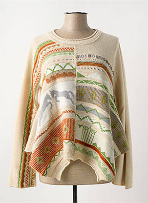 Pull stretch manches longues beige HIGH femme