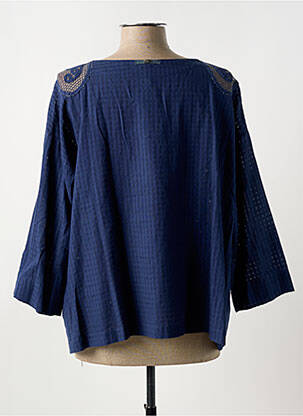 Blouse tissage popeline manches 3/4 bleu HIGH femme