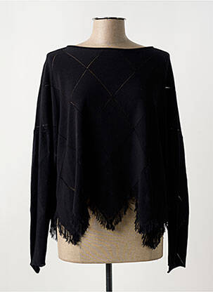 Pull tunique stretch manches longues noir HIGH femme
