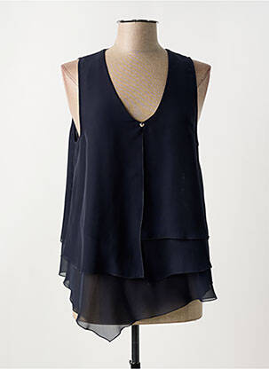 Top coupe fluide sans manche bleu HIGH femme