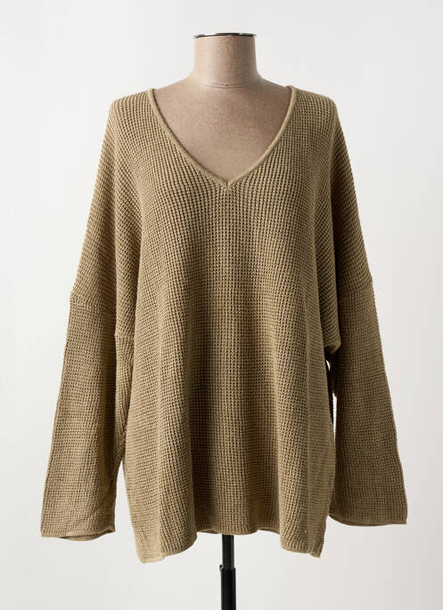 Pull tunique stretch manches longues marron CHACOK femme