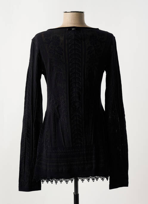 Pull tunique col rond manches longues noir HIGH femme