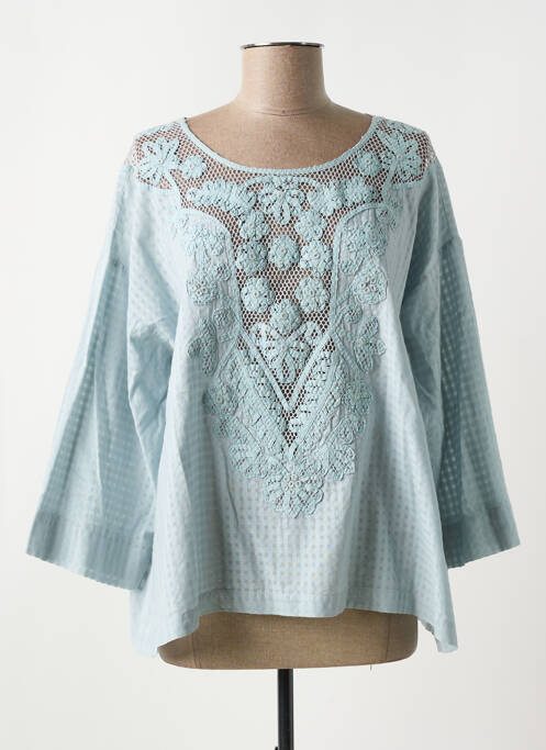 Blouse col rond manches 3/4 bleu HIGH femme