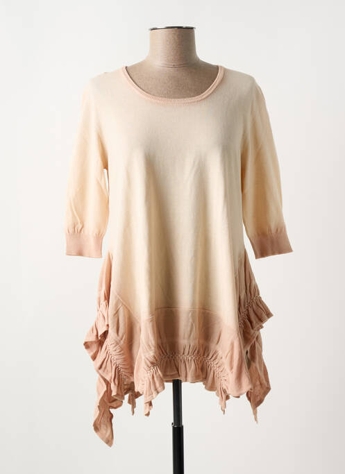 Pull tunique manches 3/4 manches 3/4 rose HIGHLANDER femme