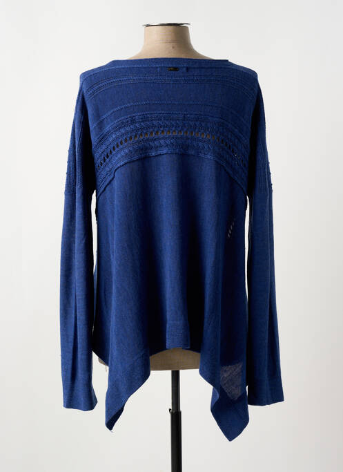 Pull tunique tissage chiné manches longues bleu HIGH femme