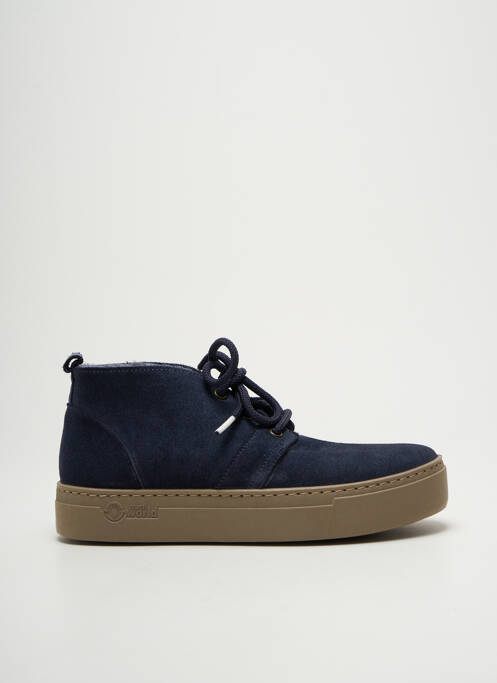 Baskets bout rond talon plat jusqu'à 3cm bleu NATURAL WORLD femme
