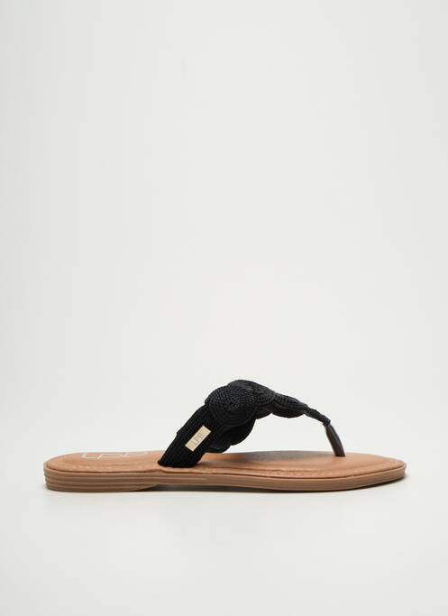 Tongs tissage satiné talon plat jusqu'à 3cm noir LPB femme