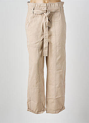Pantalon droit tissage popeline taille normale beige SECOND FEMALE femme